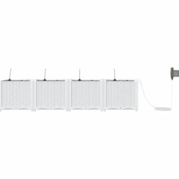 vidaXL Plantningsbænke^Havekrukker Hvid 160 x 40 x 37,5 cm Stål