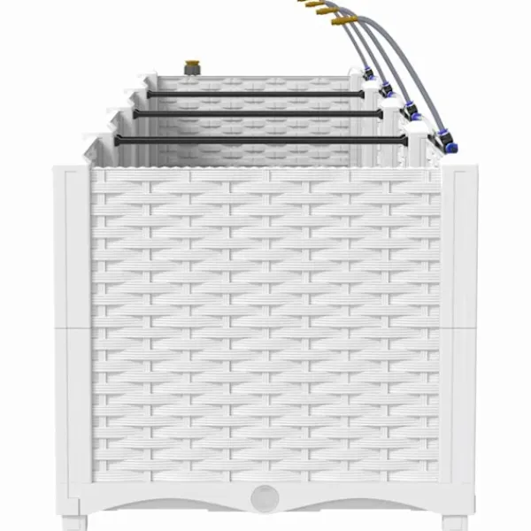 vidaXL Plantningsbænke^Havekrukker Hvid 160 x 40 x 37,5 cm Stål