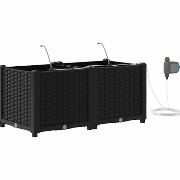 vidaXL Plantningsbænke^Havekrukker Sort 80 x 40 x 37,5 cm Stål