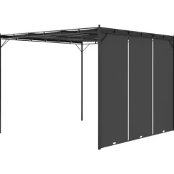 Discount havepavillon med gardin 3x3x2,25m antracitgrå - Festtelte & havepavilloner Buer, Spalier, Lysthuse Uden Tag