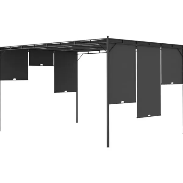 vidaXL Buer, Spalier, Lysthuse Uden Tag^havepavillon med gardin 4x3x2,25 m antracitgrå - Festtelte & havepavilloner