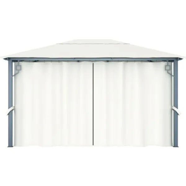 Outlet havepavillon med gardin 400x300 cm aluminium cremefarvet - Festtelte & havepavilloner Telte & Lysthuse