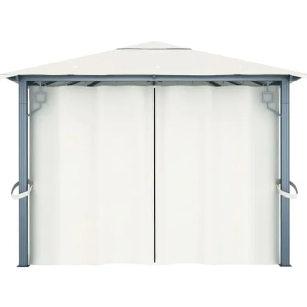 Outlet havepavillon med gardin 400x300 cm aluminium cremefarvet - Festtelte & havepavilloner Telte & Lysthuse