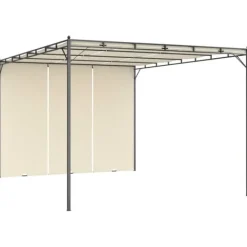 vidaXL Buer, Spalier, Lysthuse Uden Tag^havepavillon med gardin 4x3x2,25 m cremefarvet - Festtelte & havepavilloner