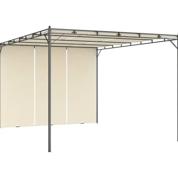 vidaXL Buer, Spalier, Lysthuse Uden Tag^havepavillon med gardin 4x3x2,25 m cremefarvet - Festtelte & havepavilloner