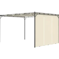 vidaXL Buer, Spalier, Lysthuse Uden Tag^havepavillon med gardin 4x3x2,25 m cremefarvet - Festtelte & havepavilloner