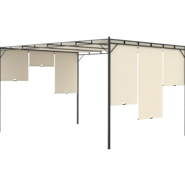 vidaXL Buer, Spalier, Lysthuse Uden Tag^havepavillon med gardin 4x3x2,25 m cremefarvet - Festtelte & havepavilloner