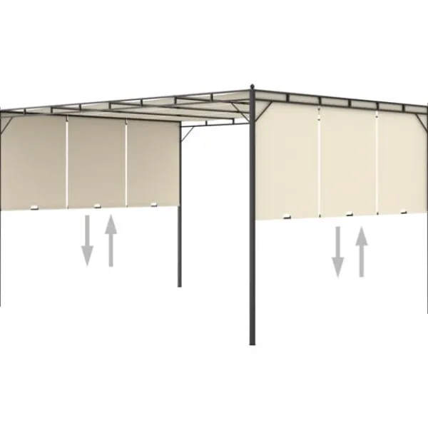 vidaXL Buer, Spalier, Lysthuse Uden Tag^havepavillon med gardin 4x3x2,25 m cremefarvet - Festtelte & havepavilloner