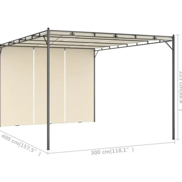 vidaXL Buer, Spalier, Lysthuse Uden Tag^havepavillon med gardin 4x3x2,25 m cremefarvet - Festtelte & havepavilloner
