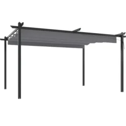 Hot havepavillon med sammenrulleligt tag 4x3 m antracitgrå - Festtelte & havepavilloner Telte & Lysthuse