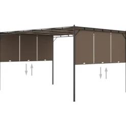 vidaXL Buer, Spalier, Lysthuse Uden Tag^havepavillon med sidegardin 4x3x2,25 m gråbrun - Festtelte & havepavilloner