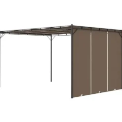 vidaXL Buer, Spalier, Lysthuse Uden Tag^havepavillon med sidegardin 4x3x2,25 m gråbrun - Festtelte & havepavilloner
