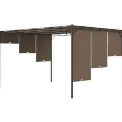 vidaXL Buer, Spalier, Lysthuse Uden Tag^havepavillon med sidegardin 4x3x2,25 m gråbrun - Festtelte & havepavilloner