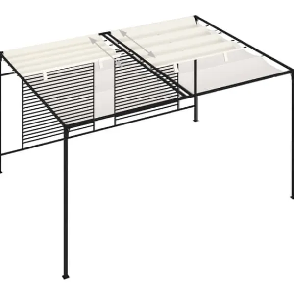 Discount havepavillon med udtrækkeligt tag 3x4x2,3 m 180 g/m² creme - Festtelte & havepavilloner Buer, Spalier, Lysthuse Uden Tag