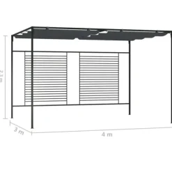 New havepavillon med udtrækkeligt tag 4x3x2,3 m 180 g/m² antracit - Festtelte & havepavilloner Buer, Spalier, Lysthuse Uden Tag