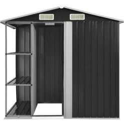 vidaXL Skure, Garager & Carports^haveskur med reol 205x130x183 cm jern antracitgrå - Skure & Redskabsskure