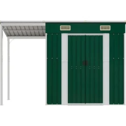 Online haveskur med udvidet tag 277x110,5x181 cm stål grøn - Skure & Redskabsskure Skure, Garager & Carports