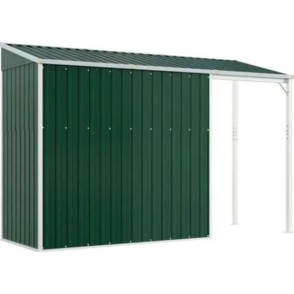 Online haveskur med udvidet tag 277x110,5x181 cm stål grøn - Skure & Redskabsskure Skure, Garager & Carports