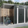 vidaXL Skure, Garager & Carports^haveskur med udvidet tag 277x110,5x181 cm stål antracitgrå - Skure & Redskabsskure