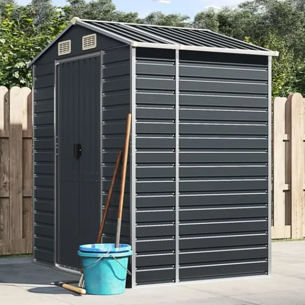 vidaXL Skure, Garager & Carports^haveskur 191x130x198 cm galvaniseret stål antracitgrå - Skure & Redskabsskure