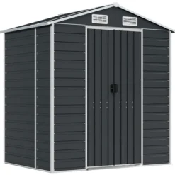 vidaXL Skure, Garager & Carports^haveskur 191x130x198 cm galvaniseret stål antracitgrå - Skure & Redskabsskure