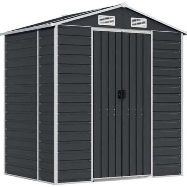 vidaXL Skure, Garager & Carports^haveskur 191x130x198 cm galvaniseret stål antracitgrå - Skure & Redskabsskure
