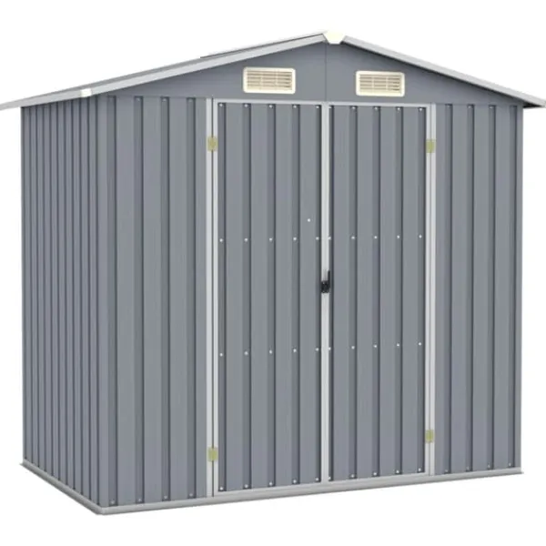 Best haveskur 205x129x183 cm galvaniseret stål grå - Skure & Redskabsskure Skure, Garager & Carports