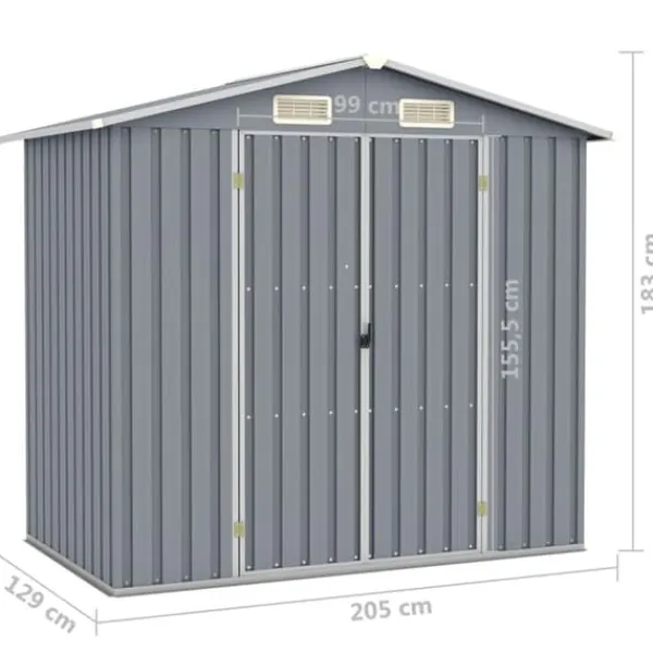 Best haveskur 205x129x183 cm galvaniseret stål grå - Skure & Redskabsskure Skure, Garager & Carports