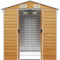 vidaXL Skure, Garager & Carports^haveskur 191x215x198 cm galvaniseret stål lysebrun - Skure & Redskabsskure