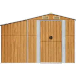 Hot haveskur 277x192,5x179 cm galvaniseret stål lysebrun - Skure & Redskabsskure Skure, Garager & Carports