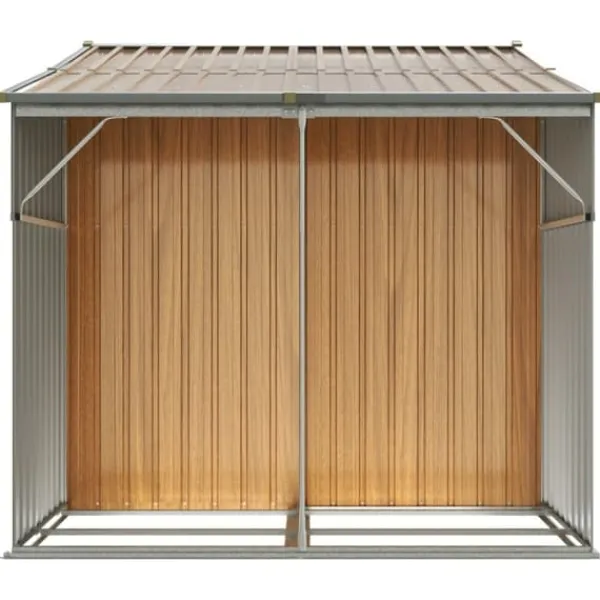 Hot haveskur 277x192,5x179 cm galvaniseret stål lysebrun - Skure & Redskabsskure Skure, Garager & Carports