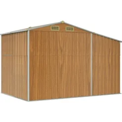 Hot haveskur 277x192,5x179 cm galvaniseret stål lysebrun - Skure & Redskabsskure Skure, Garager & Carports