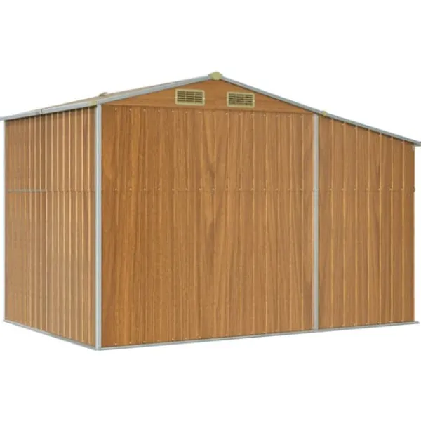 Hot haveskur 277x192,5x179 cm galvaniseret stål lysebrun - Skure & Redskabsskure Skure, Garager & Carports