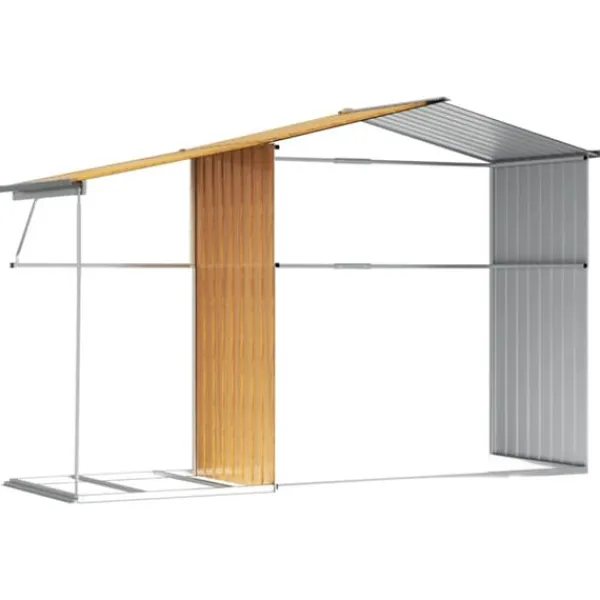 Hot haveskur 277x192,5x179 cm galvaniseret stål lysebrun - Skure & Redskabsskure Skure, Garager & Carports