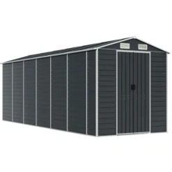 vidaXL Skure, Garager & Carports^haveskur 191x555x198 cm galvaniseret stål antracitgrå - Skure & Redskabsskure