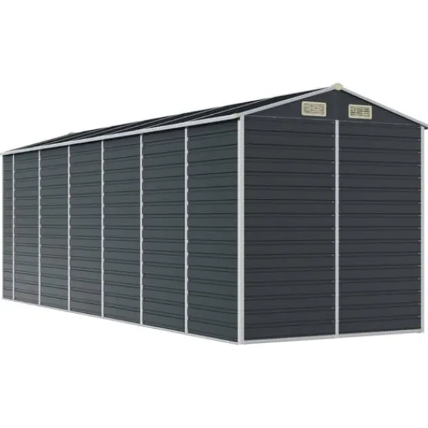 vidaXL Skure, Garager & Carports^haveskur 191x555x198 cm galvaniseret stål antracitgrå - Skure & Redskabsskure