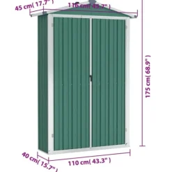 Online haveskur 116x45x175 cm galvaniseret stål grøn - Skure & Redskabsskure Skure, Garager & Carports