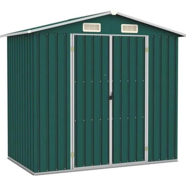 New haveskur 205x129x183 cm galvaniseret stål grøn - Skure & Redskabsskure Skure, Garager & Carports