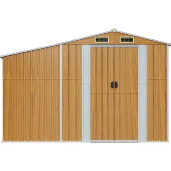 Best haveskur 277x93x179 cm galvaniseret stål brun - Skure & Redskabsskure Skure, Garager & Carports