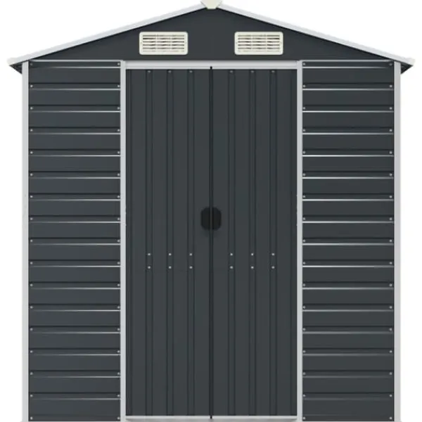 Discount haveskur 191x470x198 cm galvaniseret stål antracitgrå - Skure & Redskabsskure Skure, Garager & Carports