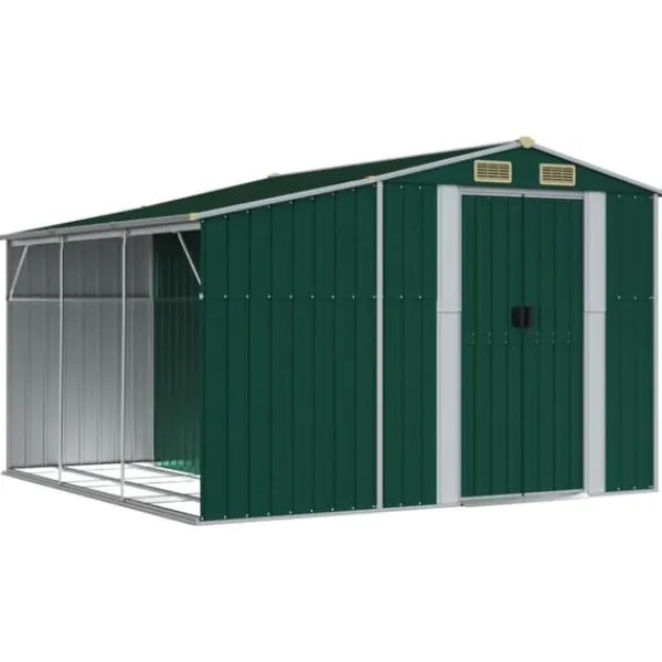vidaXL Skure, Garager & Carports^haveskur 277x279x179 cm galvaniseret stål grøn - Skure & Redskabsskure