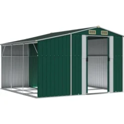 vidaXL Skure, Garager & Carports^haveskur 277x279x179 cm galvaniseret stål grøn - Skure & Redskabsskure