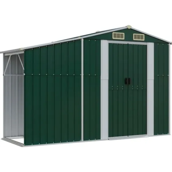 vidaXL Skure, Garager & Carports^haveskur 277x279x179 cm galvaniseret stål grøn - Skure & Redskabsskure