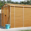 vidaXL Skure, Garager & Carports^haveskur 191x980x198 cm galvaniseret stål lysebrun - Skure & Redskabsskure