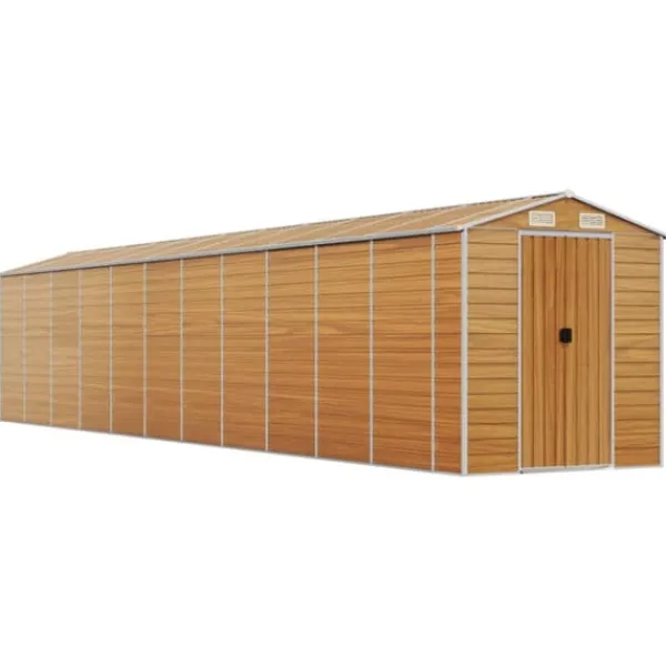 vidaXL Skure, Garager & Carports^haveskur 191x980x198 cm galvaniseret stål lysebrun - Skure & Redskabsskure