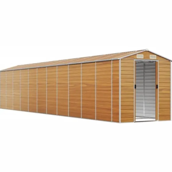 vidaXL Skure, Garager & Carports^haveskur 191x980x198 cm galvaniseret stål lysebrun - Skure & Redskabsskure