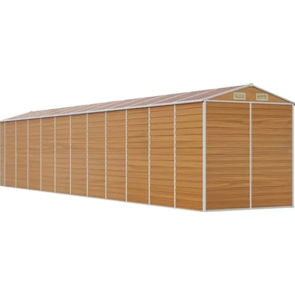 vidaXL Skure, Garager & Carports^haveskur 191x980x198 cm galvaniseret stål lysebrun - Skure & Redskabsskure