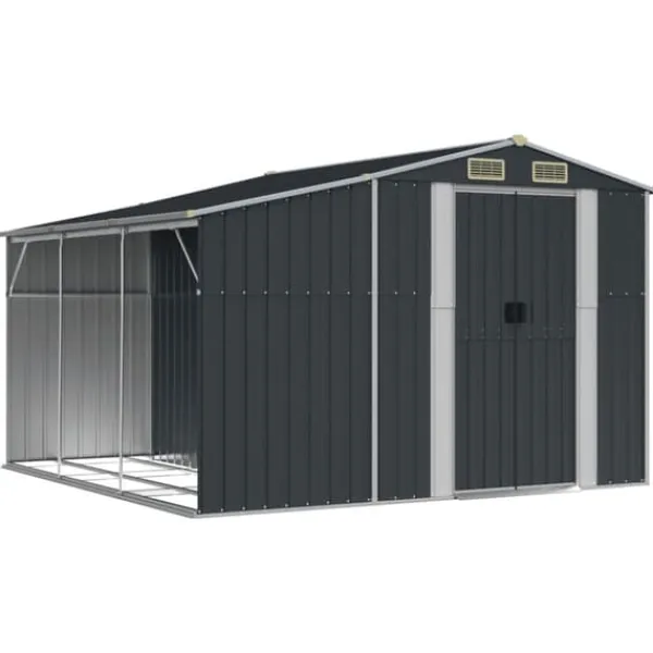 vidaXL Skure, Garager & Carports^haveskur 277x279x179 cm galvaniseret stål antracitgrå - Skure & Redskabsskure