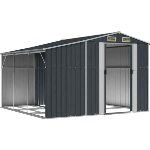 vidaXL Skure, Garager & Carports^haveskur 277x279x179 cm galvaniseret stål antracitgrå - Skure & Redskabsskure