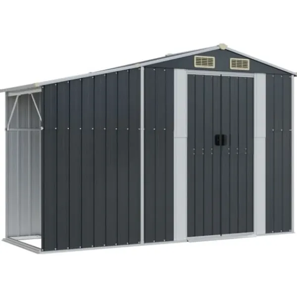 vidaXL Skure, Garager & Carports^haveskur 277x279x179 cm galvaniseret stål antracitgrå - Skure & Redskabsskure